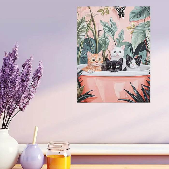 Фото к товару Картина по номерам со светящейся краской 30х40 "Купание котят" (24 цвета) Картина по номерам со светящейся краской 30х40 "Купание котят" (24 цвета)