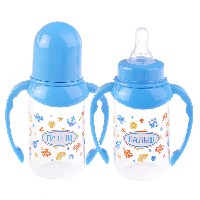 Фото к товару Бутылочка с соской, классика 125мл, ручки Бутылочка с соской, классика 125мл, ручки