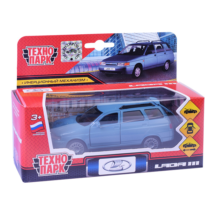 Машина металл LADA 111, 12 см, (двери, багаж., голуб.,) инерц., в коробке