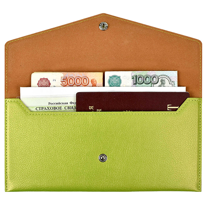 Органайзер-папка д/путешествий Наппа салатовый металлик (227х110 мм)