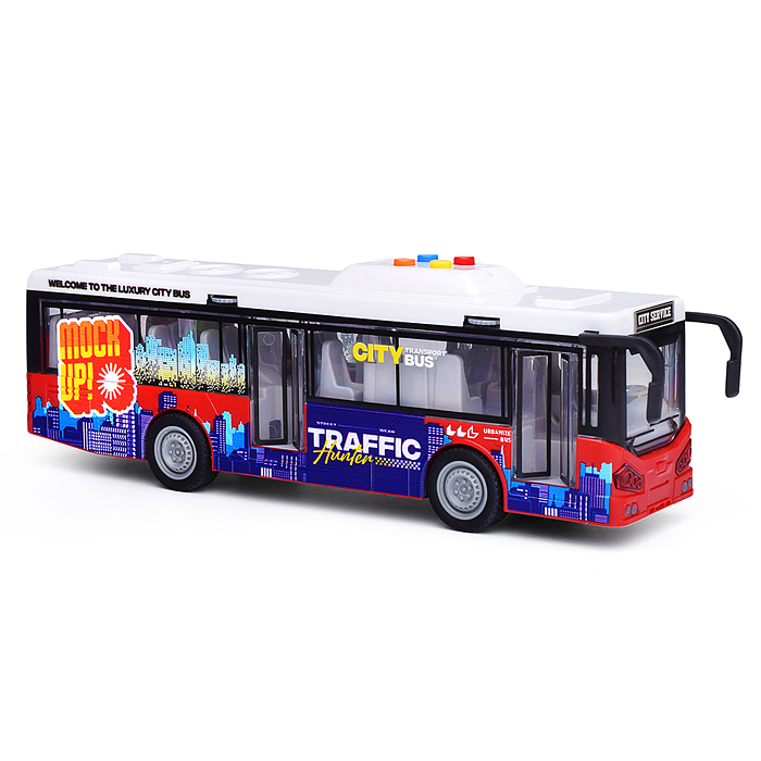 Автобус JS120-C "Городской. Граффити" 1:16 (свет, звук) в коробке