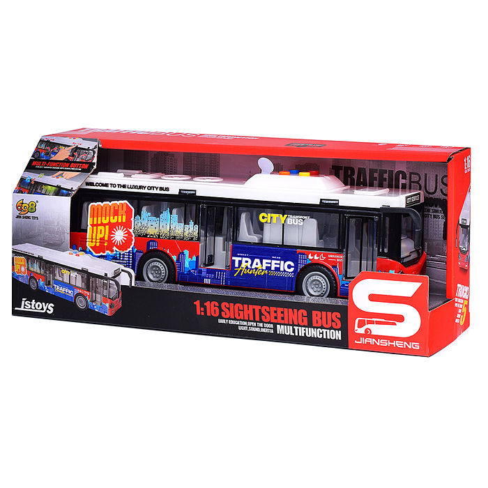 Автобус JS120-C "Городской. Граффити" 1:16 (свет, звук) в коробке