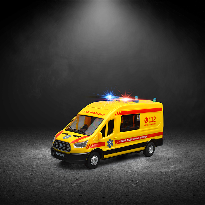 Машина пластик свет-звук Ford transit реанимация 22,5см, двери, 4 кноп
