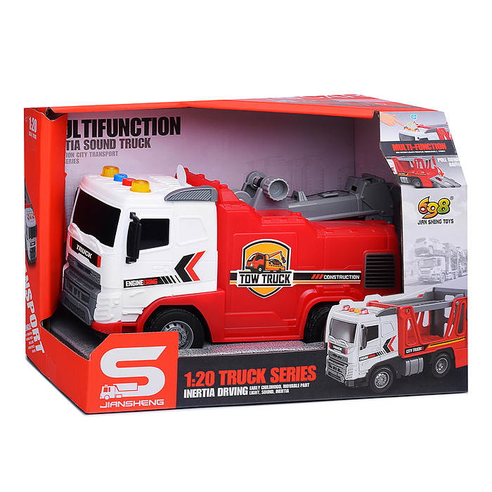 Машина JS176A "Инжинерная" 1:20 (свет, звук) в коробке (красный)