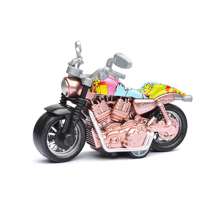 Фото к товару Модель металл Чоппер (микс 4 цвета), 9 см, инерц., руль. Модель металл Чоппер (микс 4 цвета), 9 см, инерц., руль.