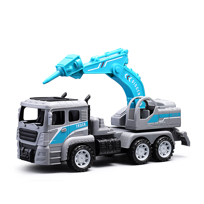 Машина 6607-E "Строительные работы" с дорожными знаками, в коробке