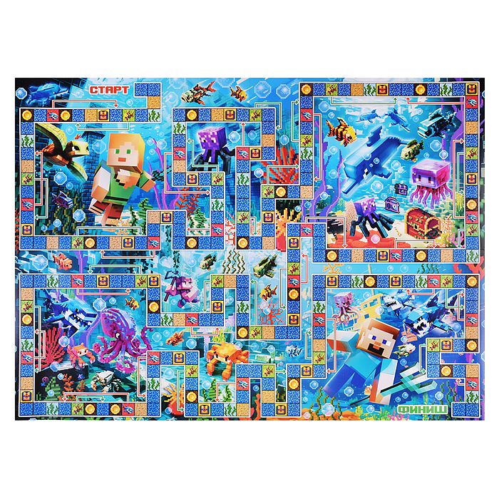 Фото к товару Настольная игра-ходилка "По мотивам Minecraft" Настольная игра-ходилка "По мотивам Minecraft"