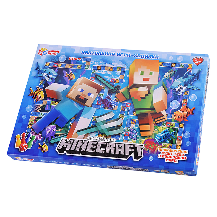 Фото к товару Настольная игра-ходилка "По мотивам Minecraft" Настольная игра-ходилка "По мотивам Minecraft"