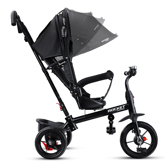 Фото к товару Велосипед трехколесный Rocket 136-BK, колеса EVA 10"/8", цвет черный Велосипед трехколесный Rocket 136-BK, колеса EVA 10"/8", цвет черный