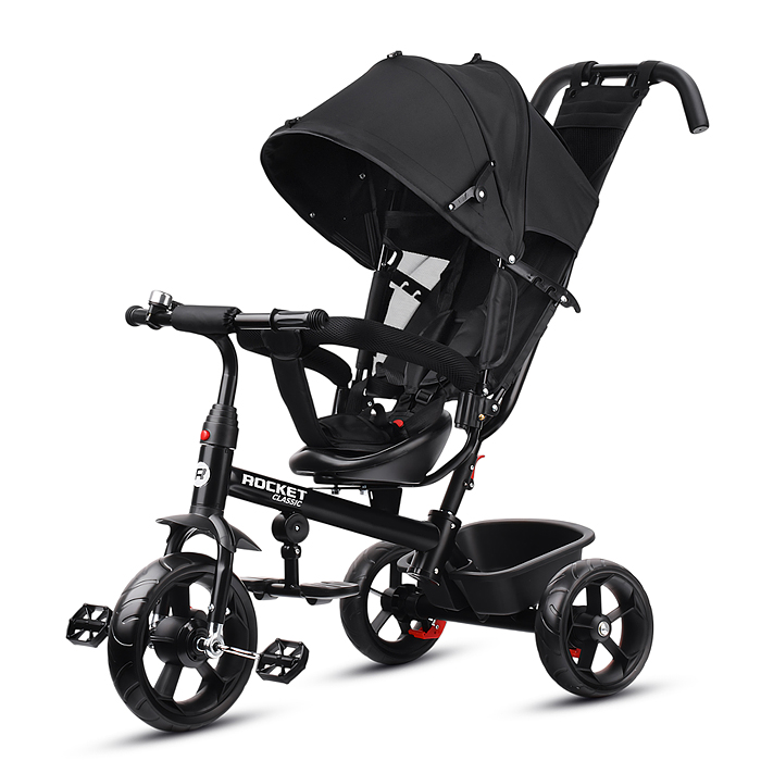 Фото к товару Велосипед трехколесный Rocket 136-BK, колеса EVA 10"/8", цвет черный Велосипед трехколесный Rocket 136-BK, колеса EVA 10"/8", цвет черный