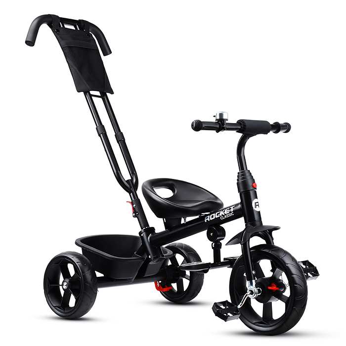 Фото к товару Велосипед трехколесный Rocket 136-BK, колеса EVA 10"/8", цвет черный Велосипед трехколесный Rocket 136-BK, колеса EVA 10"/8", цвет черный