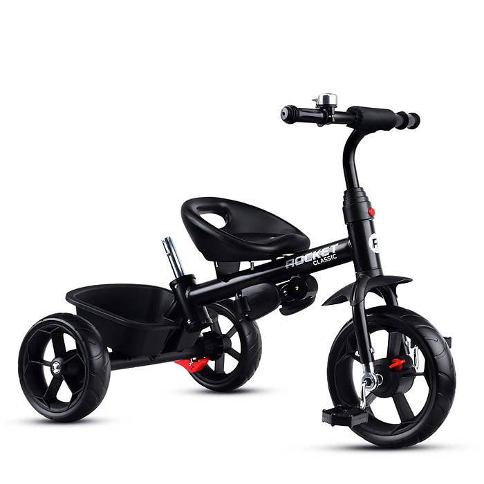 Фото к товару Велосипед трехколесный Rocket 136-BK, колеса EVA 10"/8", цвет черный Велосипед трехколесный Rocket 136-BK, колеса EVA 10"/8", цвет черный