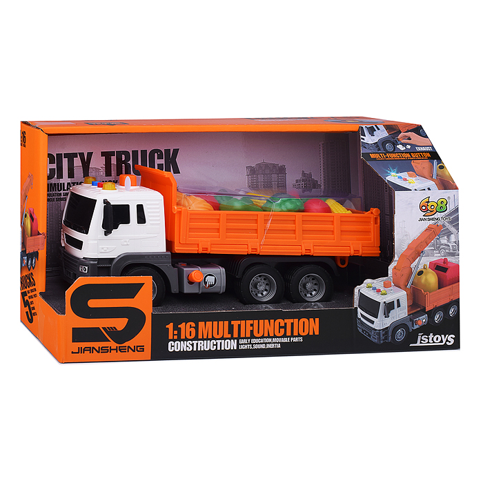 Машина JS118 "Грузовик с фруктами" 1:16 (свет, звук) в коробке