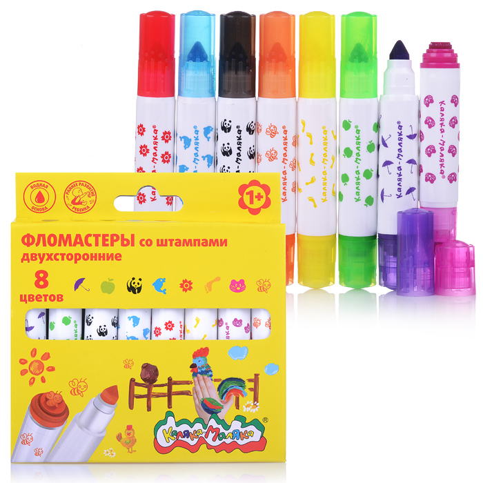 Фломастеры 8 цв. со штампами 3+