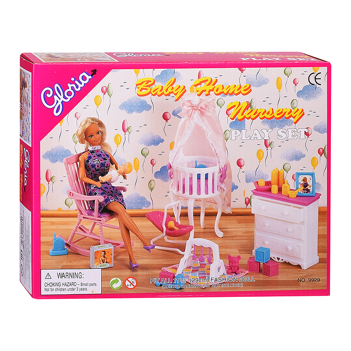 Набор мебели для кукол 9929 "Детская комната" в коробке 
