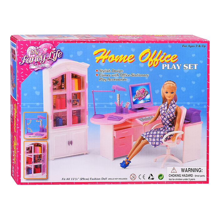 Набор мебели для кукол 24018 "Рабочий кабинет" в коробке 