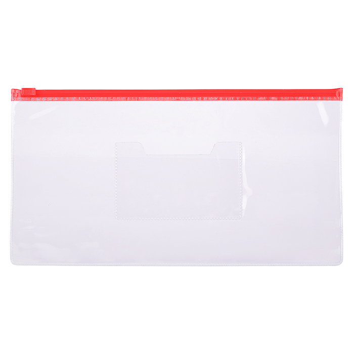 Папка на молнии DL (260x140 мм) ПВХ 150 мкм, с карманом для визитной карточки, молния 4 цв