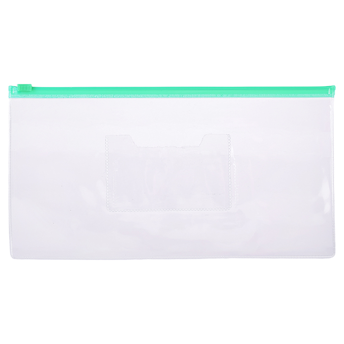 Папка на молнии DL (260x140 мм) ПВХ 150 мкм, с карманом для визитной карточки, молния 4 цв