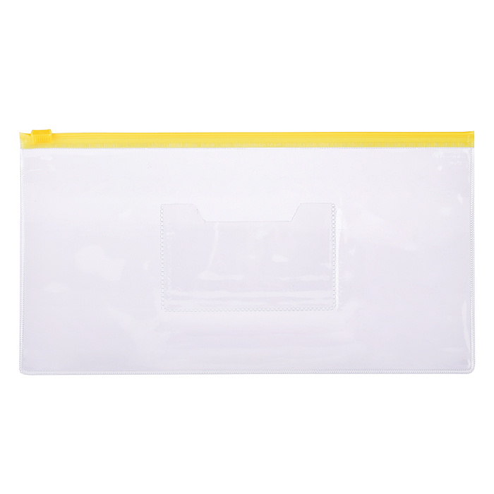 Папка на молнии DL (260x140 мм) ПВХ 150 мкм, с карманом для визитной карточки, молния 4 цв