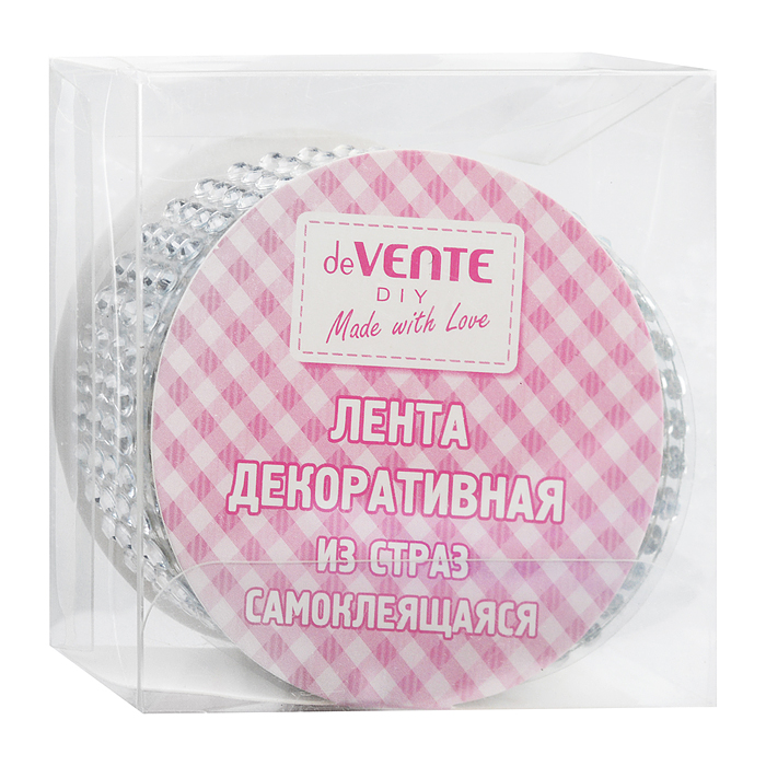 Клейкая лента декоративная "Стразы" белая, акриловые стразы на полиэтиленовой основе, 16 мм