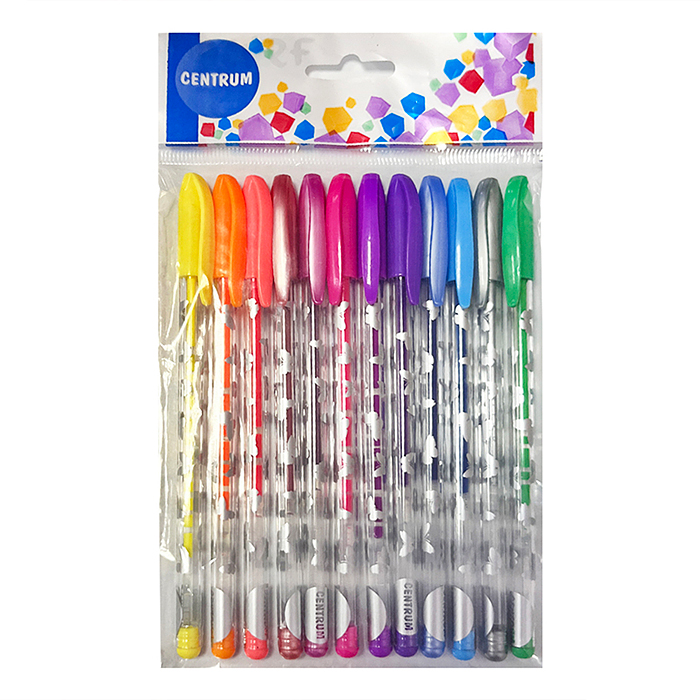 Фото к товару Набор из 12 цв. гелевых ручек, 1.0мм в пакете (стержень меняется) Набор из 12 цв. гелевых ручек, 1.0мм в пакете (стержень меняется)