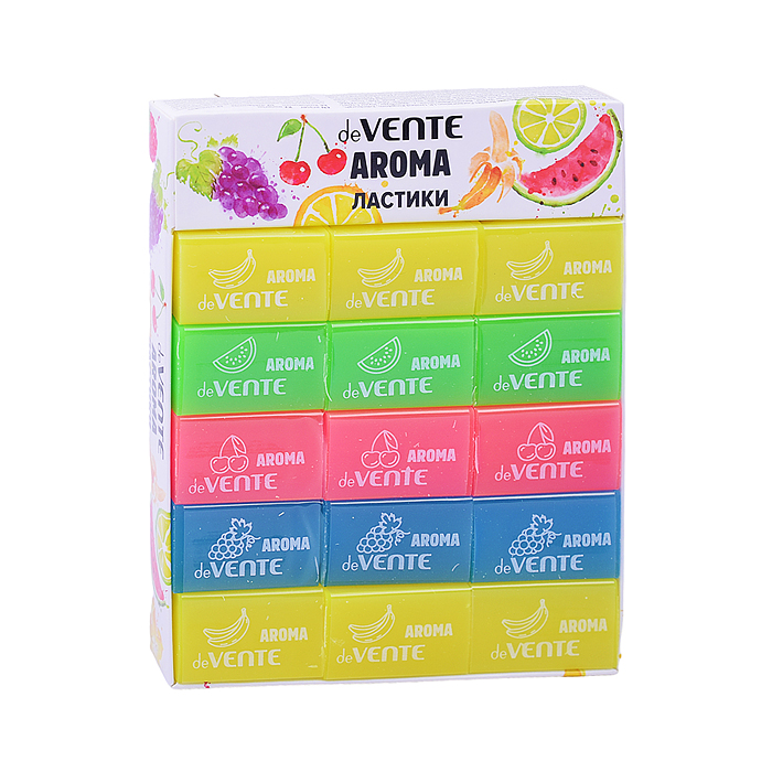 Ластик "Fruit cocktail" синтетический (ECO-PVC), ароматизированный, прямоугольный прозрачно