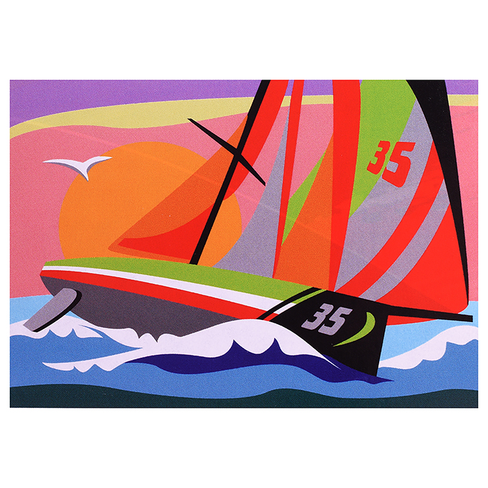 Фото к товару Картина по номерам для малышей Транспорт "Спортивный парусник" Картина по номерам для малышей Транспорт "Спортивный парусник"