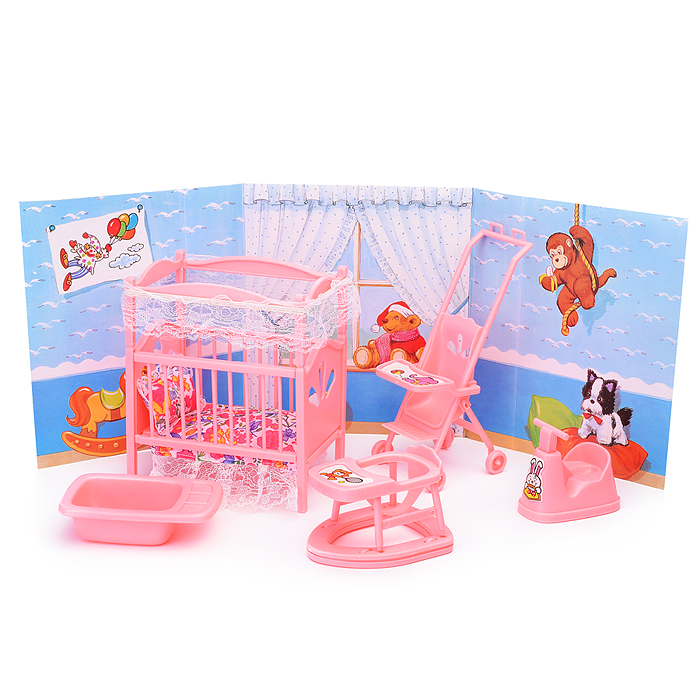Набор мебели для кукол 9409 "Детская комната" в коробке 