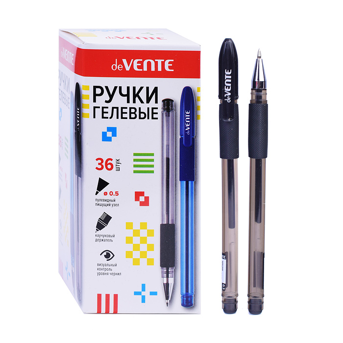 Ручка гелевая "Ritony" d=0,5 мм, полупрозрачный корпус с металлическим наконечником и каучу