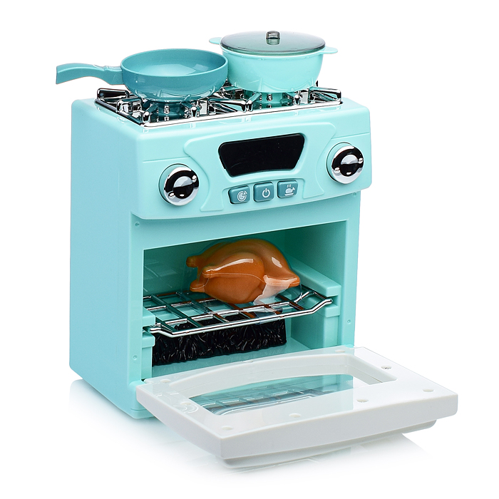 Бытовая техника A1003-6 "Плита" с посудой и продуктами, в коробке (цвет мятный)