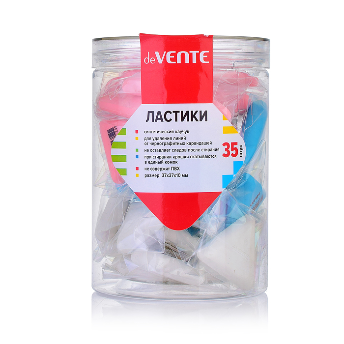 Ластик "Trio" синтетический каучук, треугольный цветной, 37x37x10 мм, dust-free, в индивиду