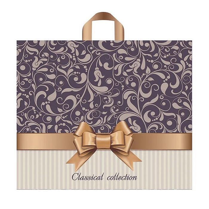 Пакет "Бежевый узор" пакет петлевой (340х400х70)