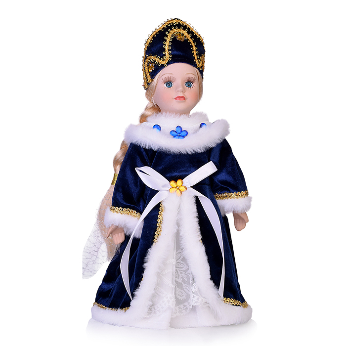 Кукла декоративная Снегурочка, на опоре (тело, руки и ноги -мягконабивные, голова и кисти- керамичес