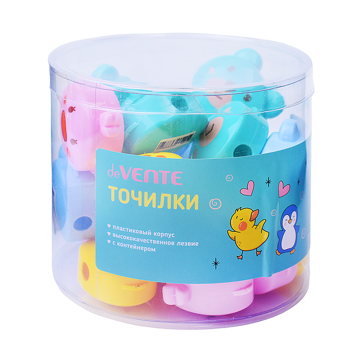 Точилка для карандашей "Lucky duck" 1 отверстие, с контейнером, пластмассовая в форме утенк