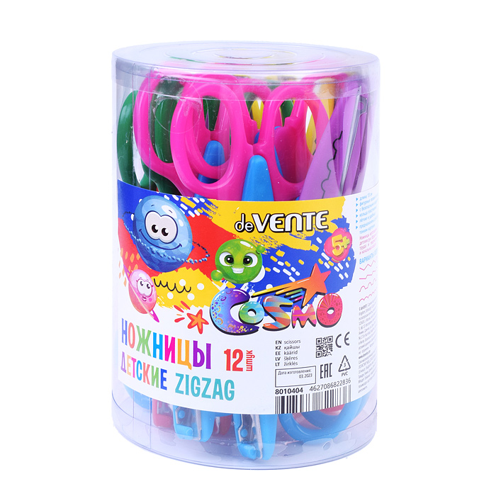 Ножницы детские "Cosmo. Zig Zag" 13 см, с фигурными лезвиями, ассорти