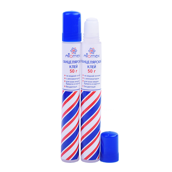 Клей канцелярский "Attomex" на водной основе 50 г в пластиковой бутылочке с пластиковым сетчатым апп