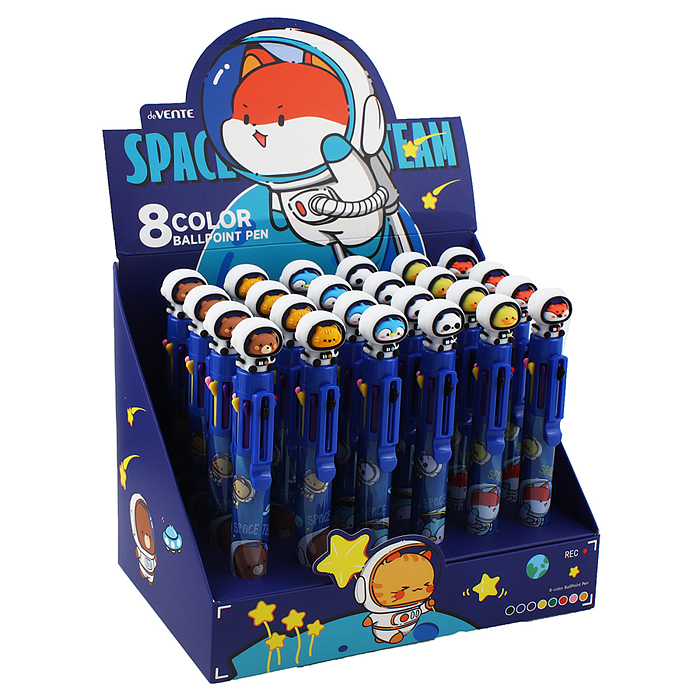 Ручка шариковая автоматическая 8 в 1 подарочная "Space Team" с декоративным элементом