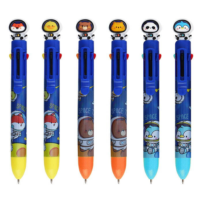 Ручка шариковая автоматическая 8 в 1 подарочная "Space Team" с декоративным элементом