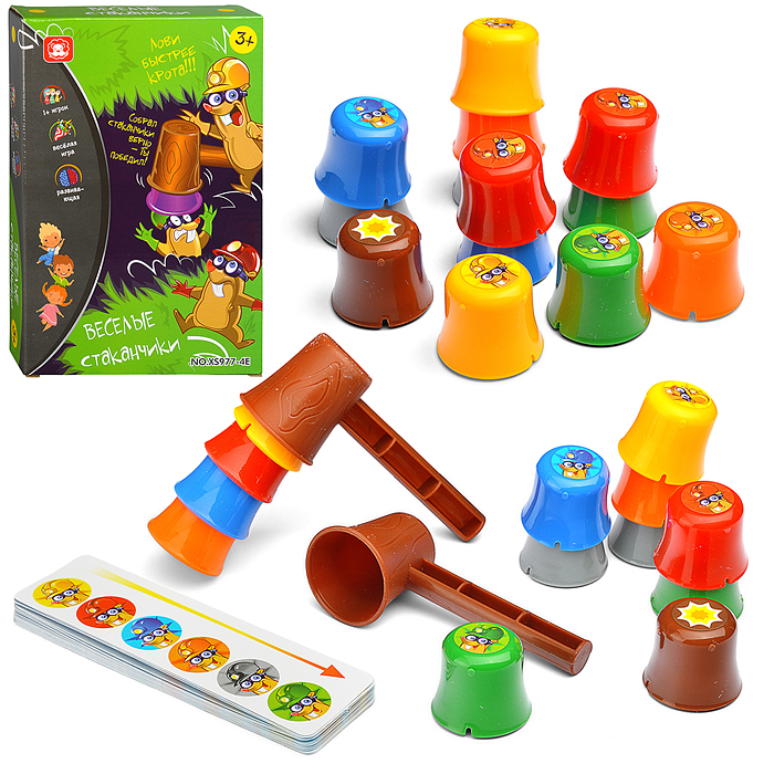 Игра настольная XS977-4E "Весёлые стаканчики" в коробке