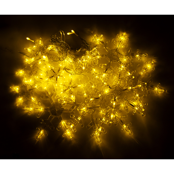 Электрогирлянда интерьерная "Звёздочки и снежинки" тёплый свет