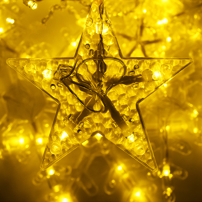 Электрогирлянда интерьерная "Звёздочки и снежинки" тёплый свет