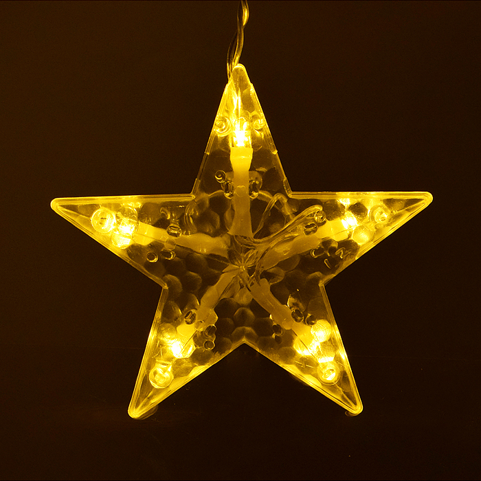 Электрогирлянда интерьерная "Звёздочки и снежинки" тёплый свет