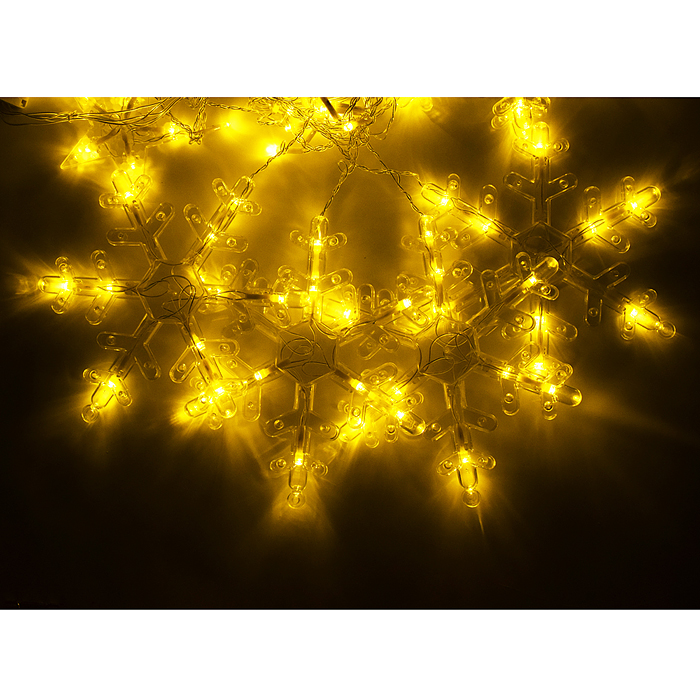 Электрогирлянда интерьерная "Звёздочки и снежинки" тёплый свет