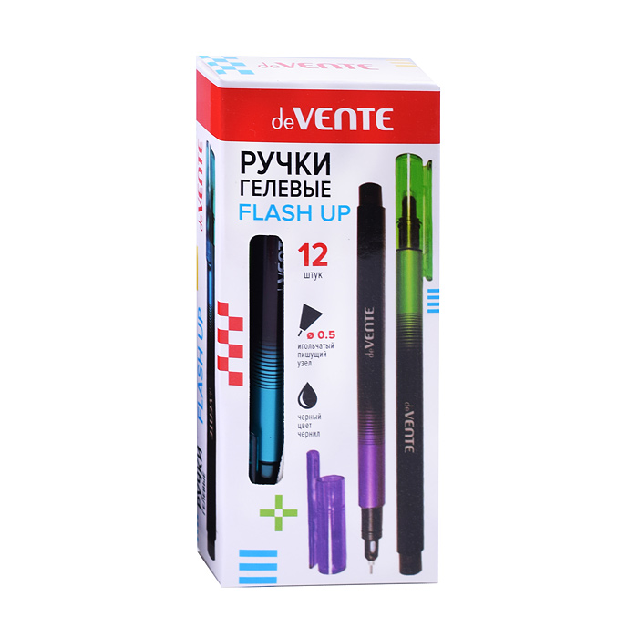 Ручка гелевая "Flash Up" d=0,5 мм, круглый корпус ассорти 4 цветовых решения, индивидуальна