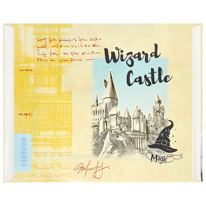 Папка-конверт на кнопке А5, пластик, "Школа магии" 180 мкм, двусторонняя печать