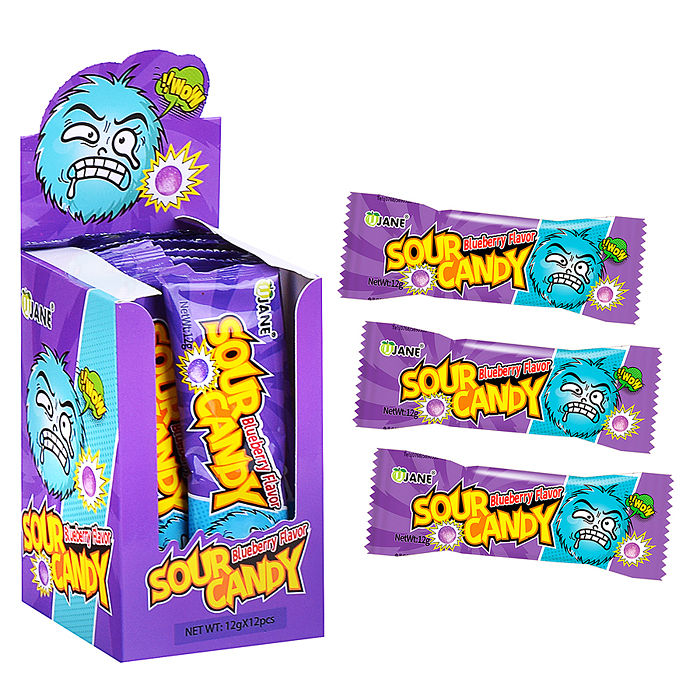 Леденцы кислые Sour Candy Mini 12 г, в пластиковом пакете, голубика