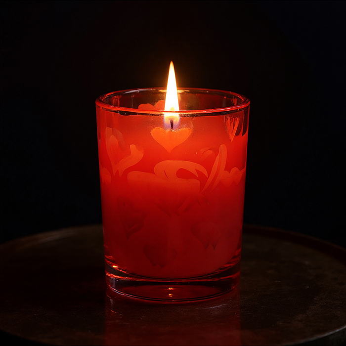 Свеча декоративная восковая 00-7032 "Узоры" в стакане