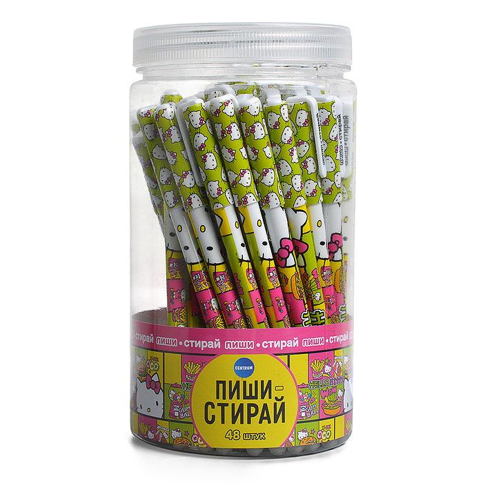 Ручка гелевая со стираемыми чернилами "Hello Kitty" цвет чернил синий, 0,5 мм, в друме