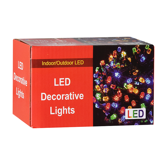 Электрогирлянда 9,5м, 100 ламп, цветная