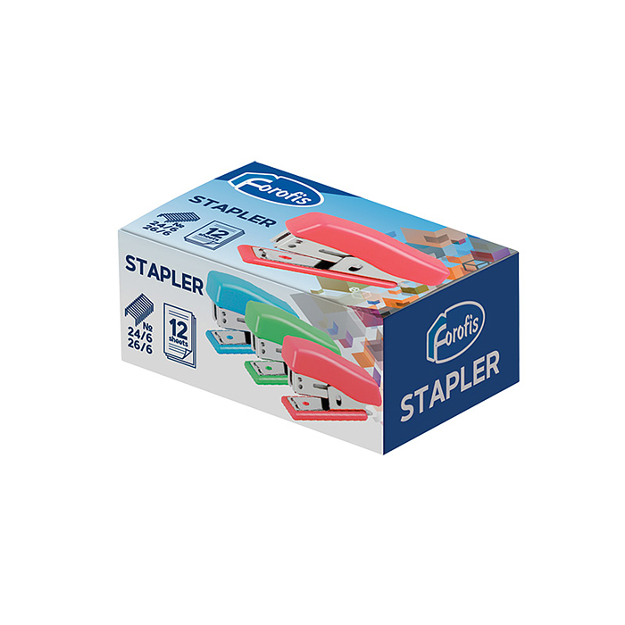 Степлер пластиковый 12лист. MINI с метал.механизмом (зеленый)